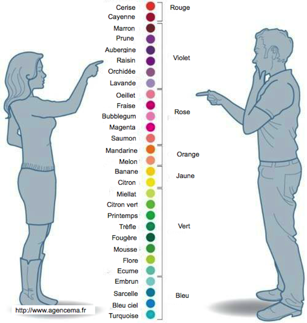 couleurs pour les hommes vu par les femmes